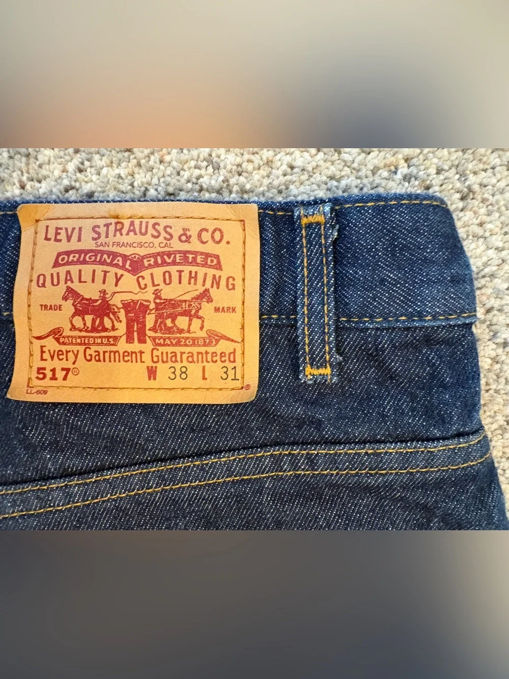 Levis Jeans 517 Mens 38x31 Dark Blue Bootcut Denim Rodeo Cowboy Western NWOT